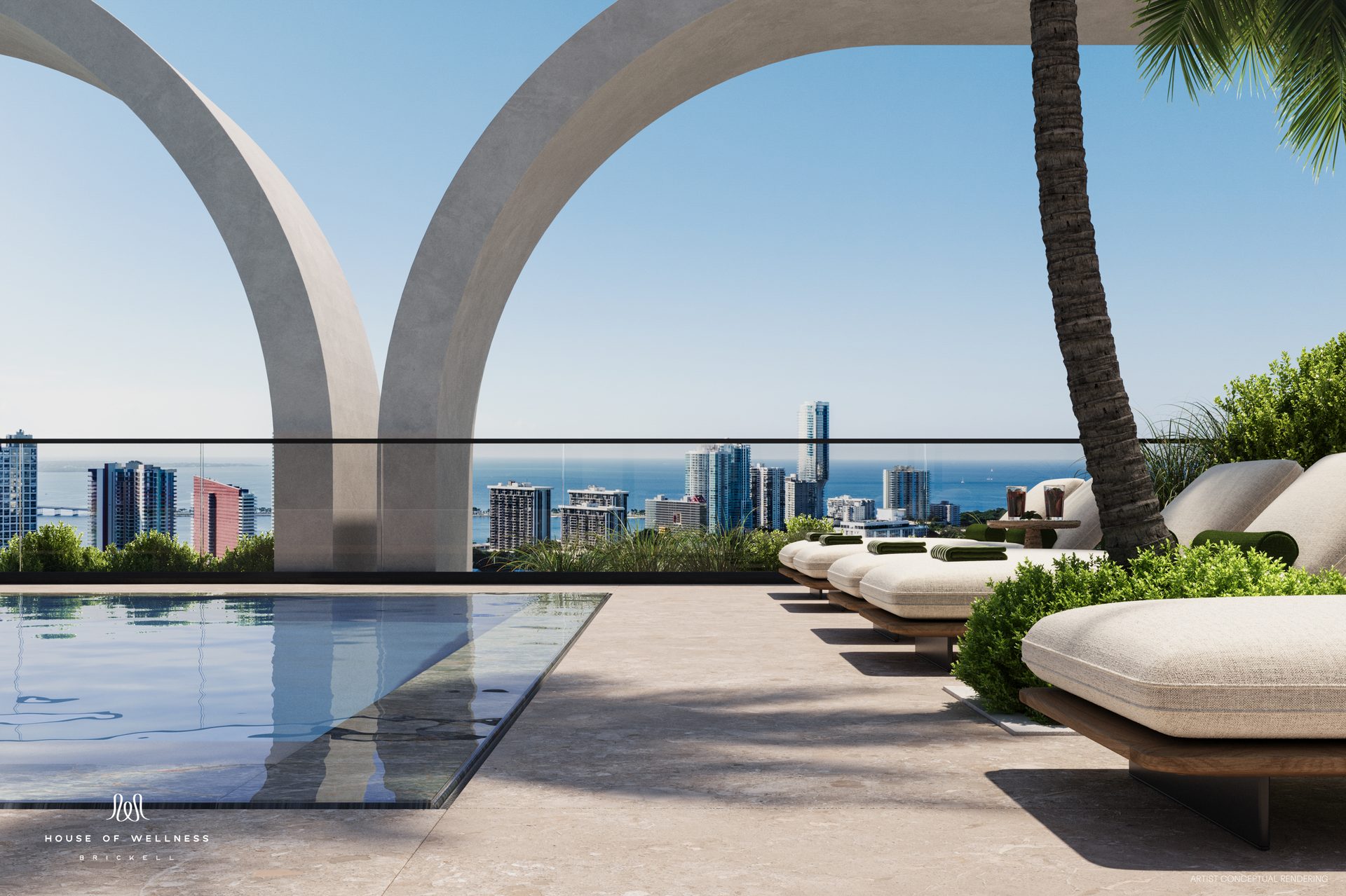 Vista da piscina para a cidade
